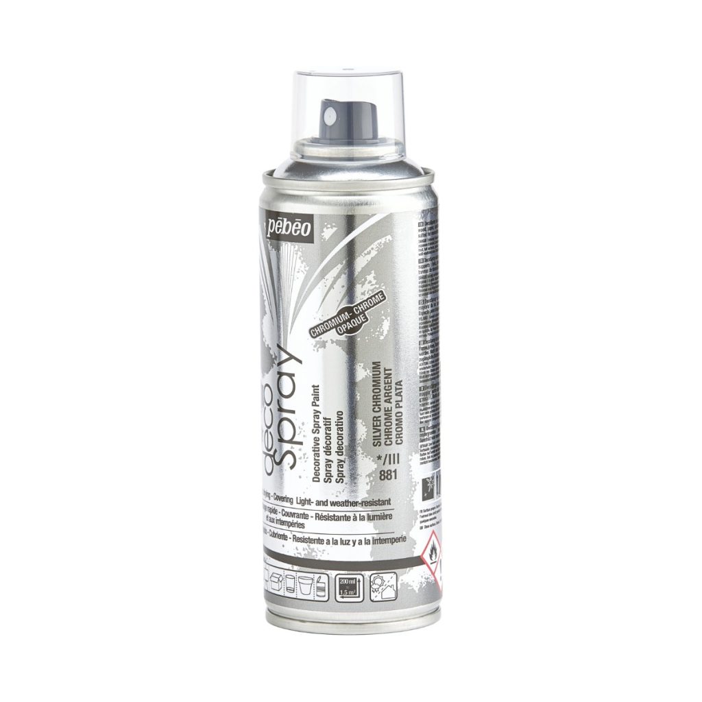 Pébéo Peinture Acrylique en Spray DECOSPRAY 200 ML CHROME ARGENT Vue de gauche