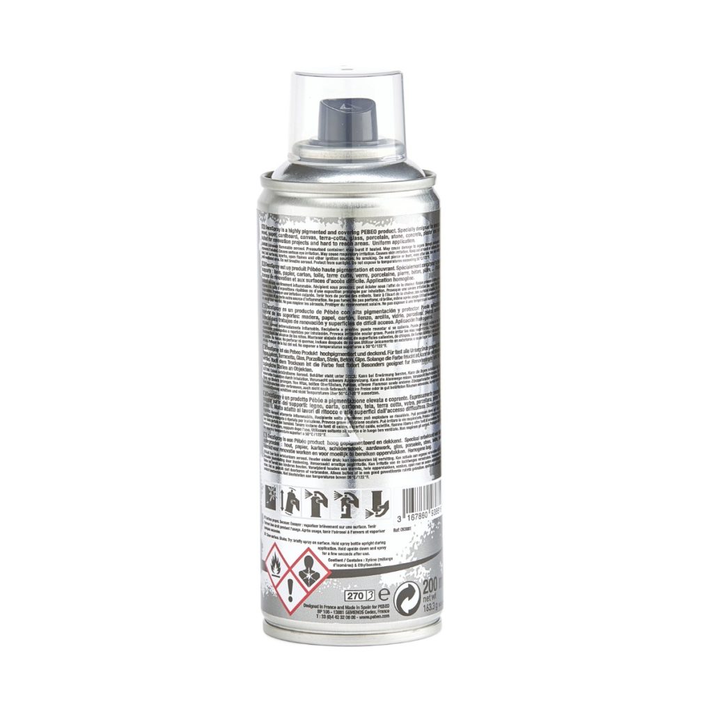 Pébéo Peinture Acrylique en Spray DECOSPRAY 200 ML CHROME ARGENT Vue de dos