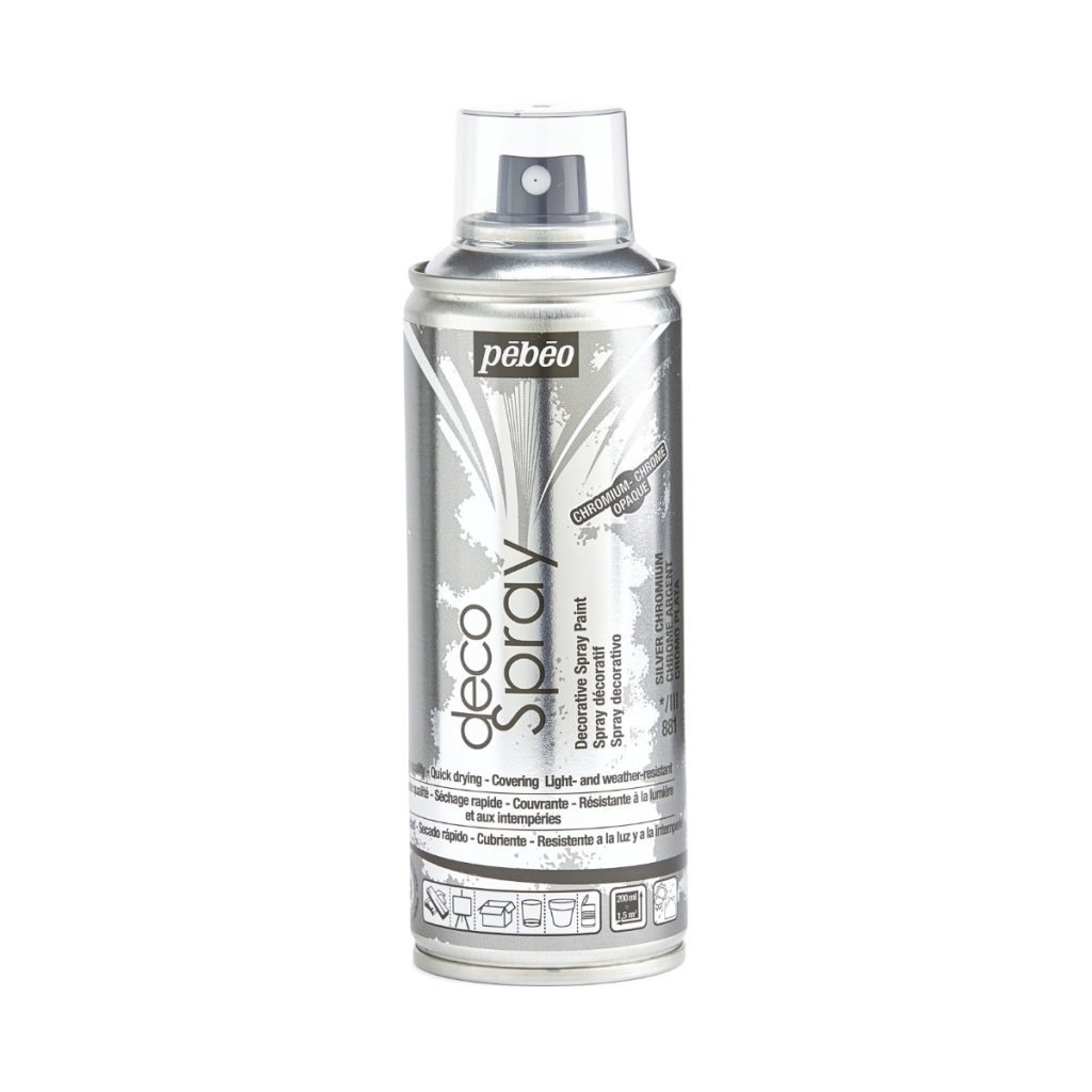Pébéo Peinture Acrylique en Spray DECOSPRAY 200 ML CHROME ARGENT Vue de face