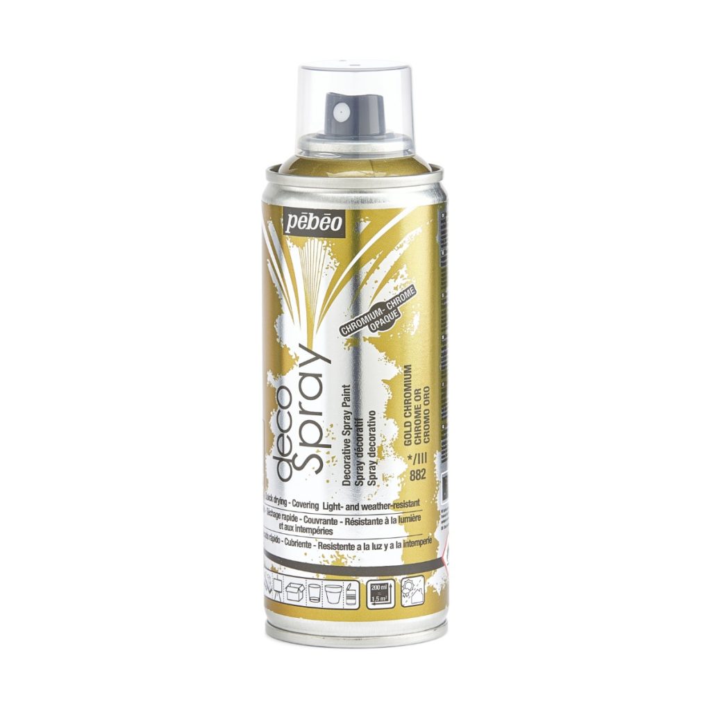 Pébéo Peinture Acrylique en Spray DECOSPRAY 200 ML CHROME OR Vue de gauche