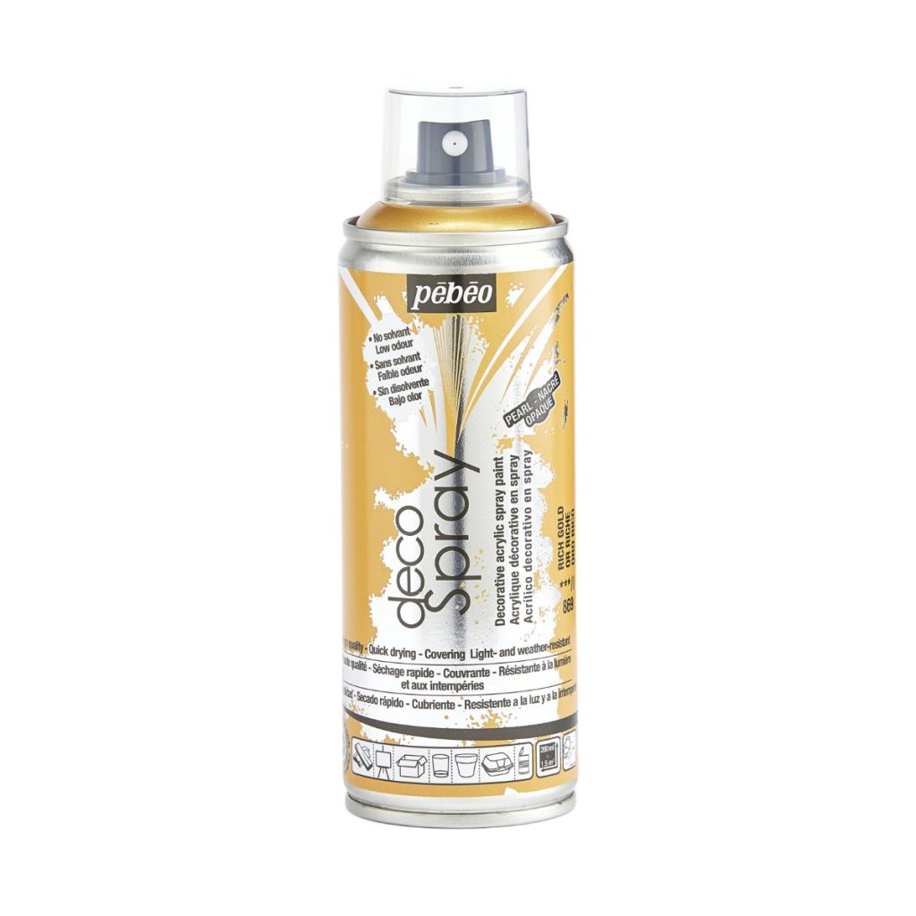 Pébéo Peinture Acrylique en Spray DECOSPRAY NACRÉ 200 ML OR RICHE Vue de face