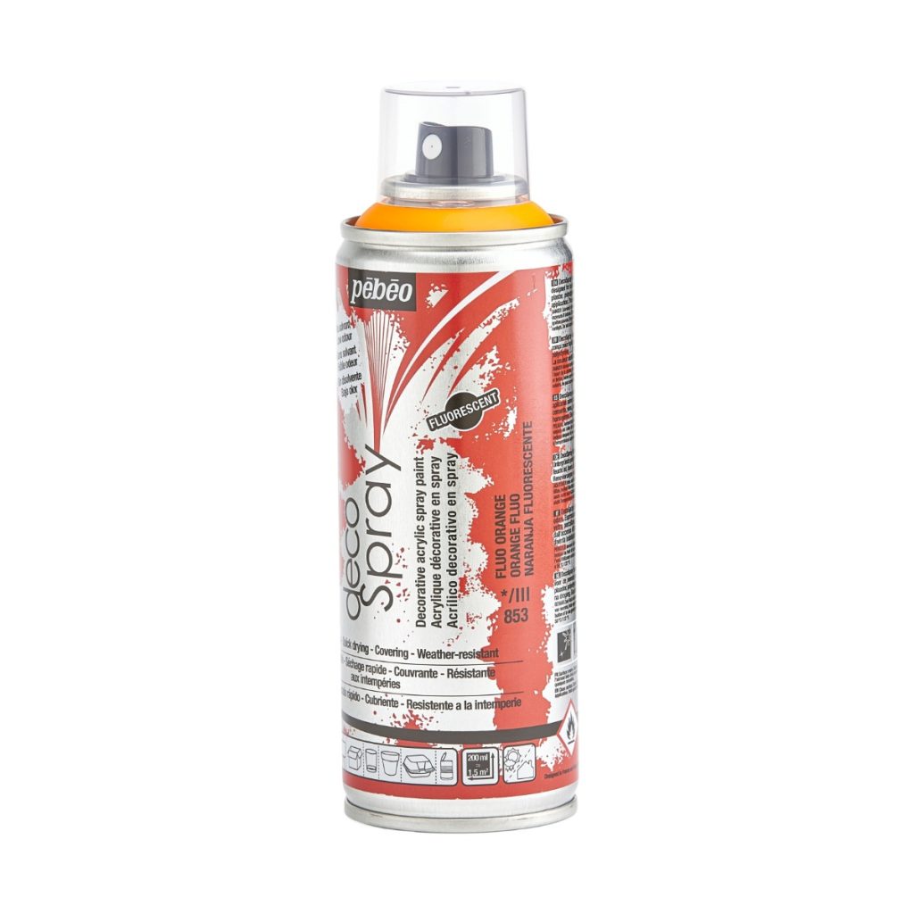 Pébéo Peinture Acrylique en Spray DECOSPRAY 200 ML ORANGE FLUO Vue de gauche