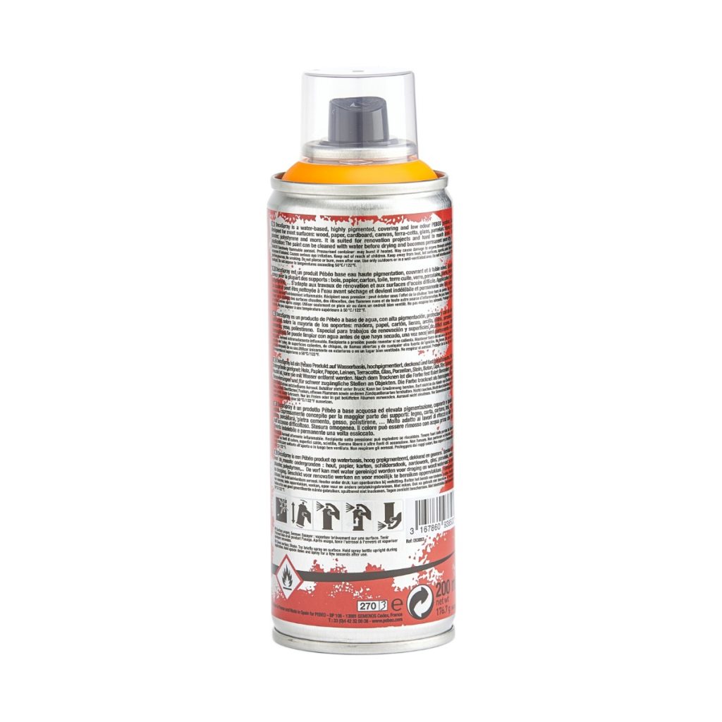 Pébéo Peinture Acrylique en Spray DECOSPRAY 200 ML ORANGE FLUO Vue de dos