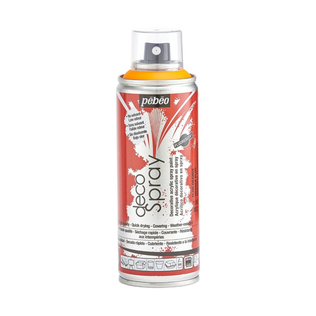 Pébéo Peinture Acrylique en Spray DECOSPRAY 200 ML ORANGE FLUO Vue de face