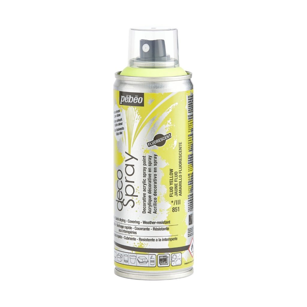 Pébéo Peinture Acrylique en Spray DECOSPRAY 200 ML JAUNE FLUO Vue de gauche