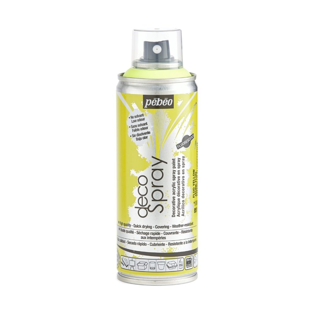 Pébéo Peinture Acrylique en Spray DECOSPRAY 200 ML JAUNE FLUO Vue de face