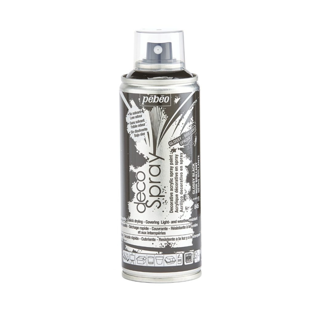 Pébéo Peinture Acrylique en Spray DECOSPRAY BRILLANT 200 ML BRILLANT NOIR Vue de face