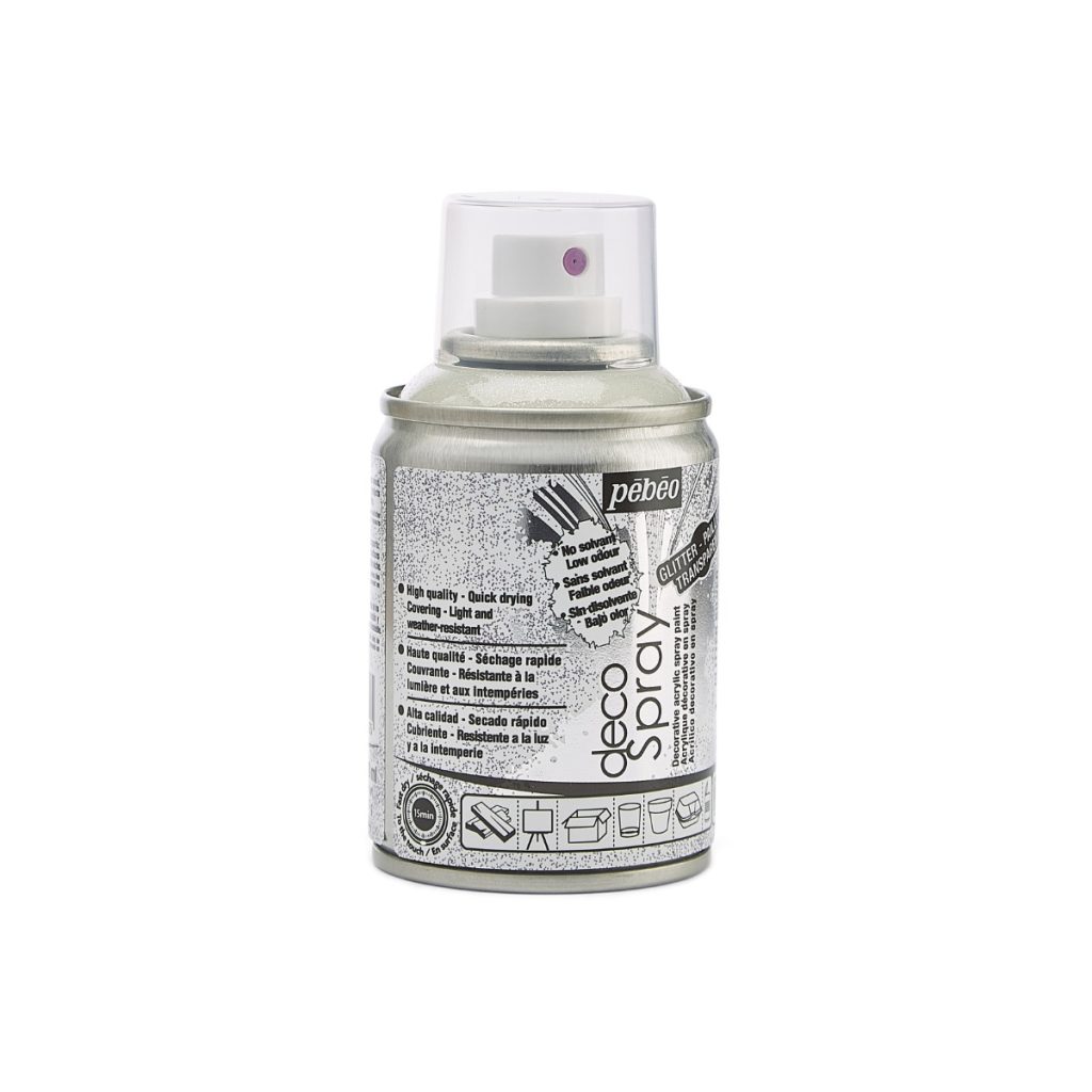 Pébéo Peinture Acrylique en Spray DECOSPRAY 100 ML ARGENT PAILLETE Vue de droite