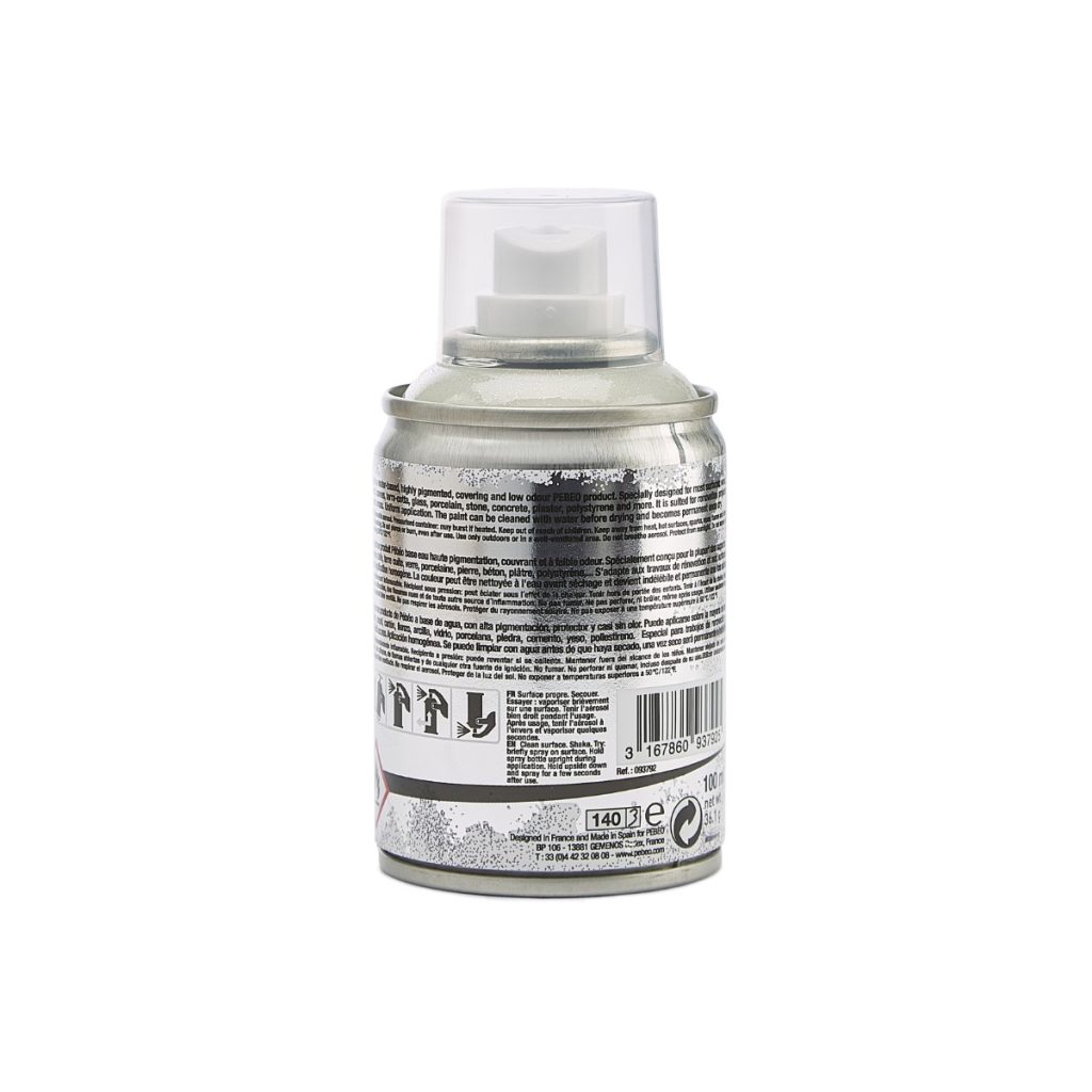 Pébéo Peinture Acrylique en Spray DECOSPRAY 100 ML ARGENT PAILLETE Vue de dos