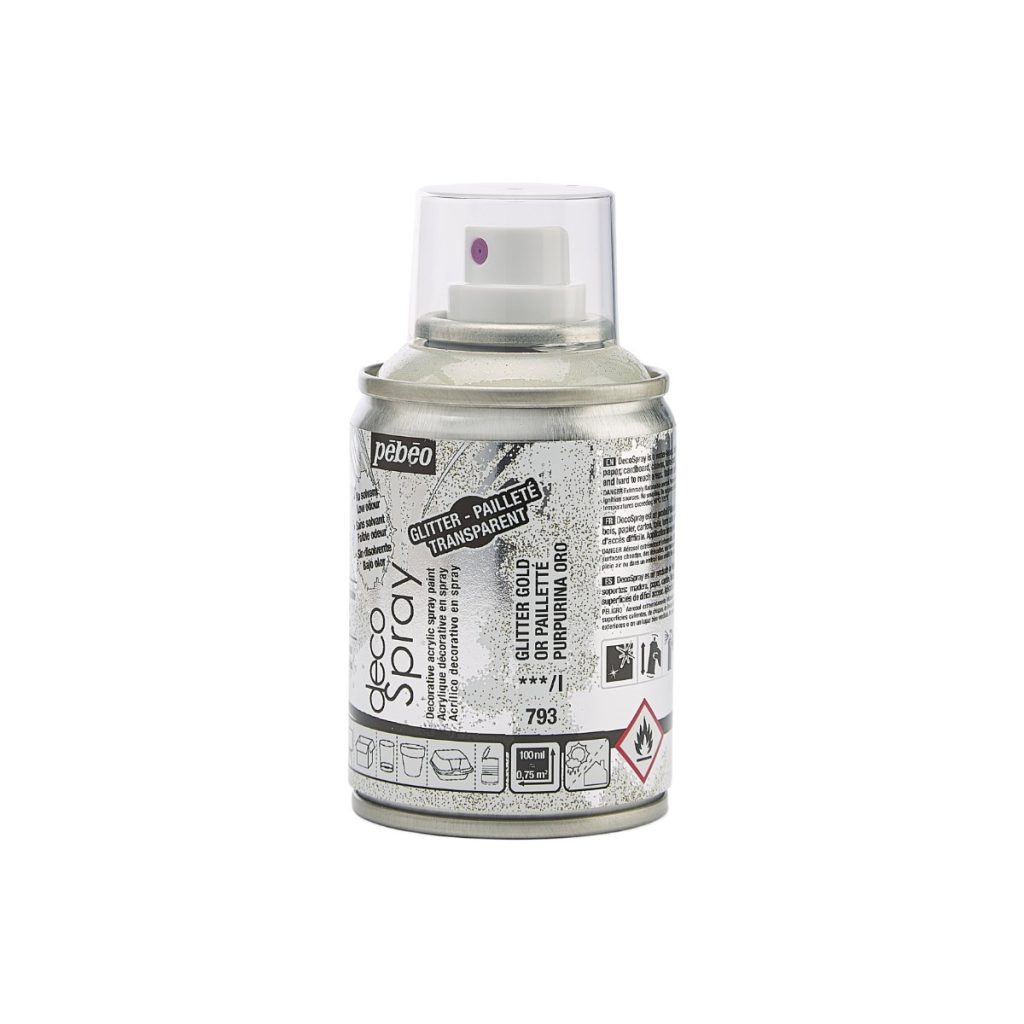 Pébéo Peinture Acrylique en Spray DECOSPRAY 100 ML OR PAILLETTE Vue de gauche