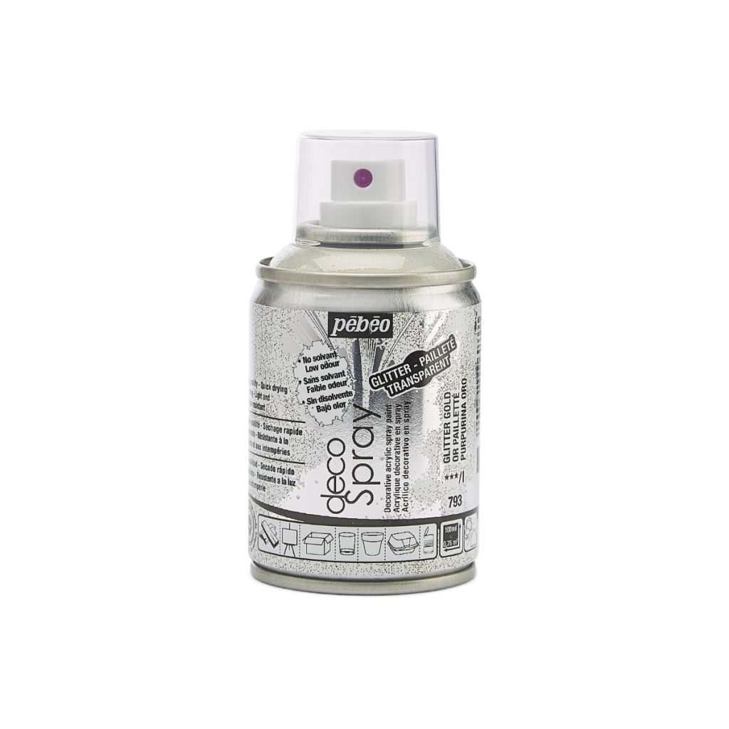Pébéo Peinture Acrylique en Spray DECOSPRAY 100 ML OR PAILLETTE Vue de face