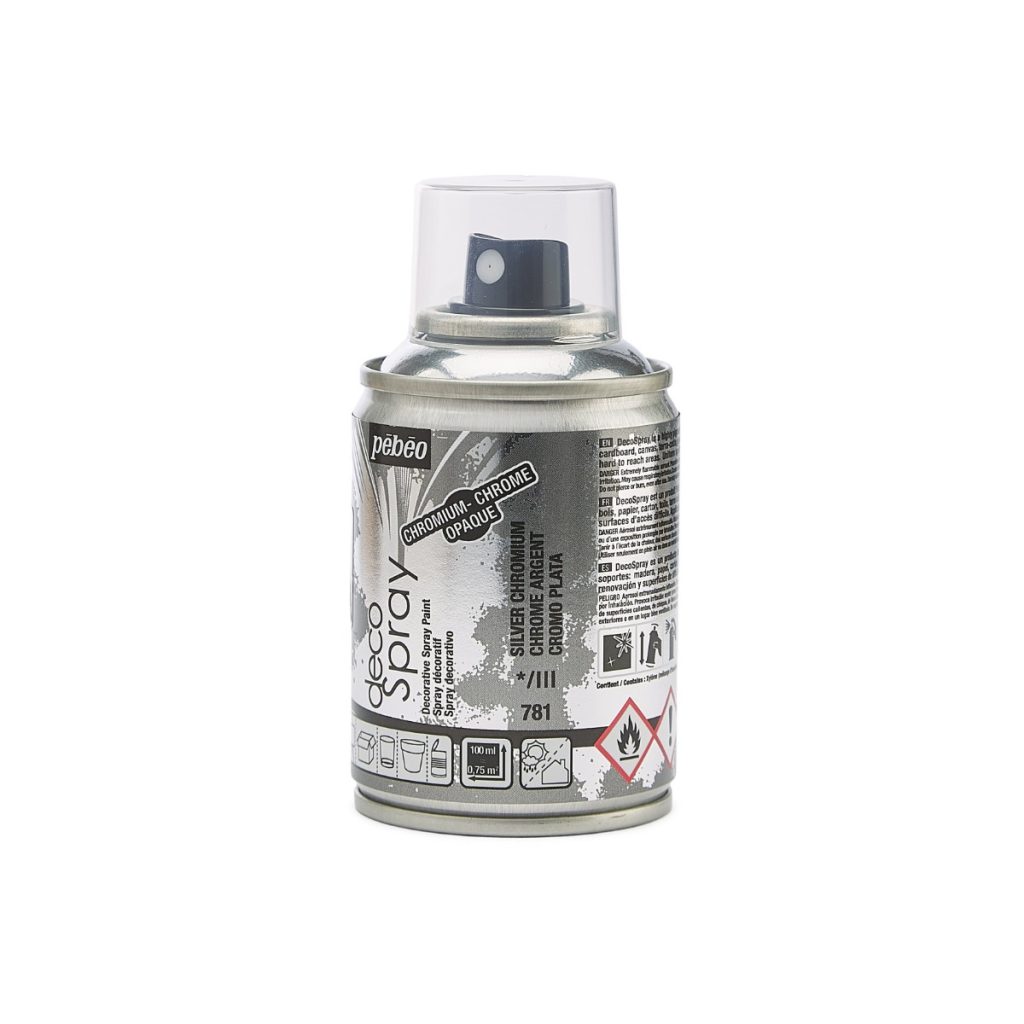 Pébéo Peinture Acrylique en Spray DECOSPRAY 100 ML CHROME ARGENT Vue de gauche