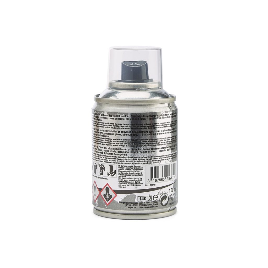 Pébéo Peinture Acrylique en Spray DECOSPRAY 100 ML CHROME ARGENT Vue de dos