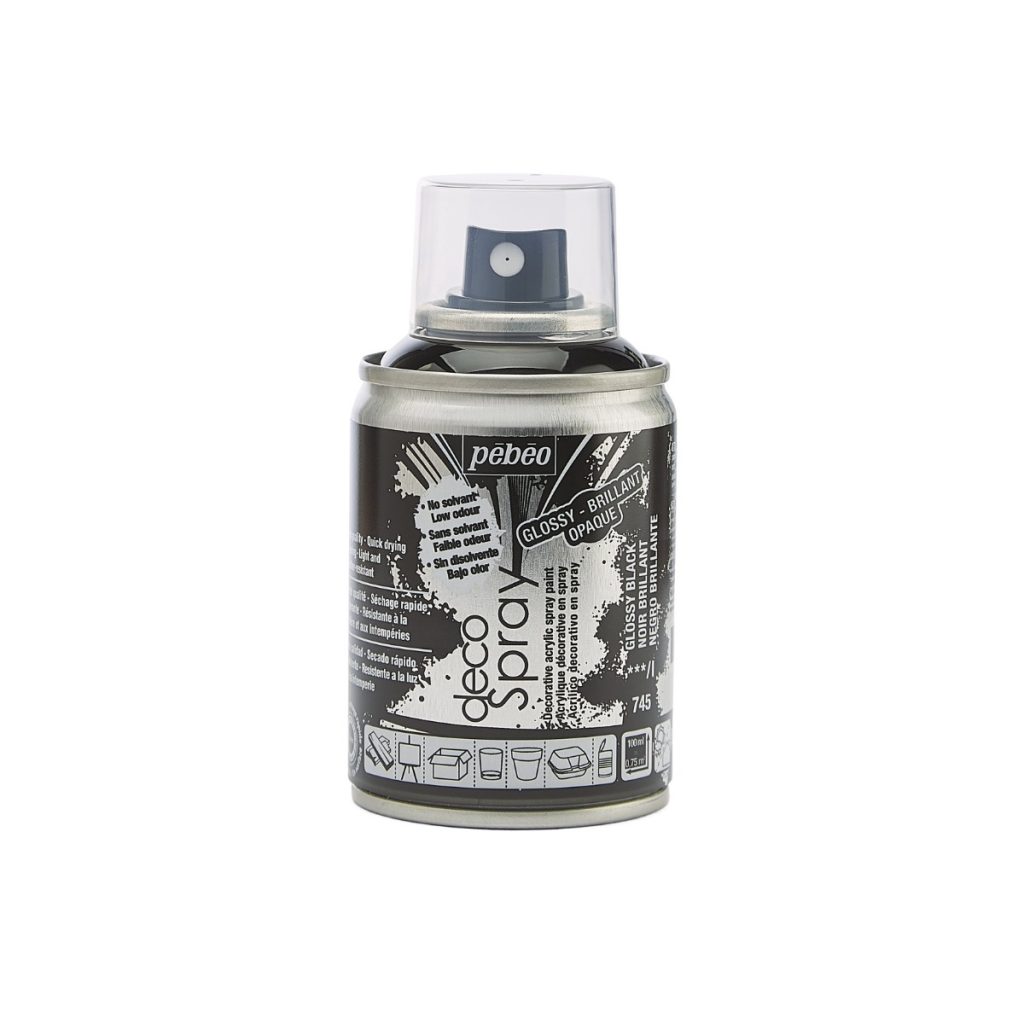 Pébéo Peinture Acrylique en Spray DECOSPRAY BRILLANT 100 ML BRILLANT NOIR Vue de face
