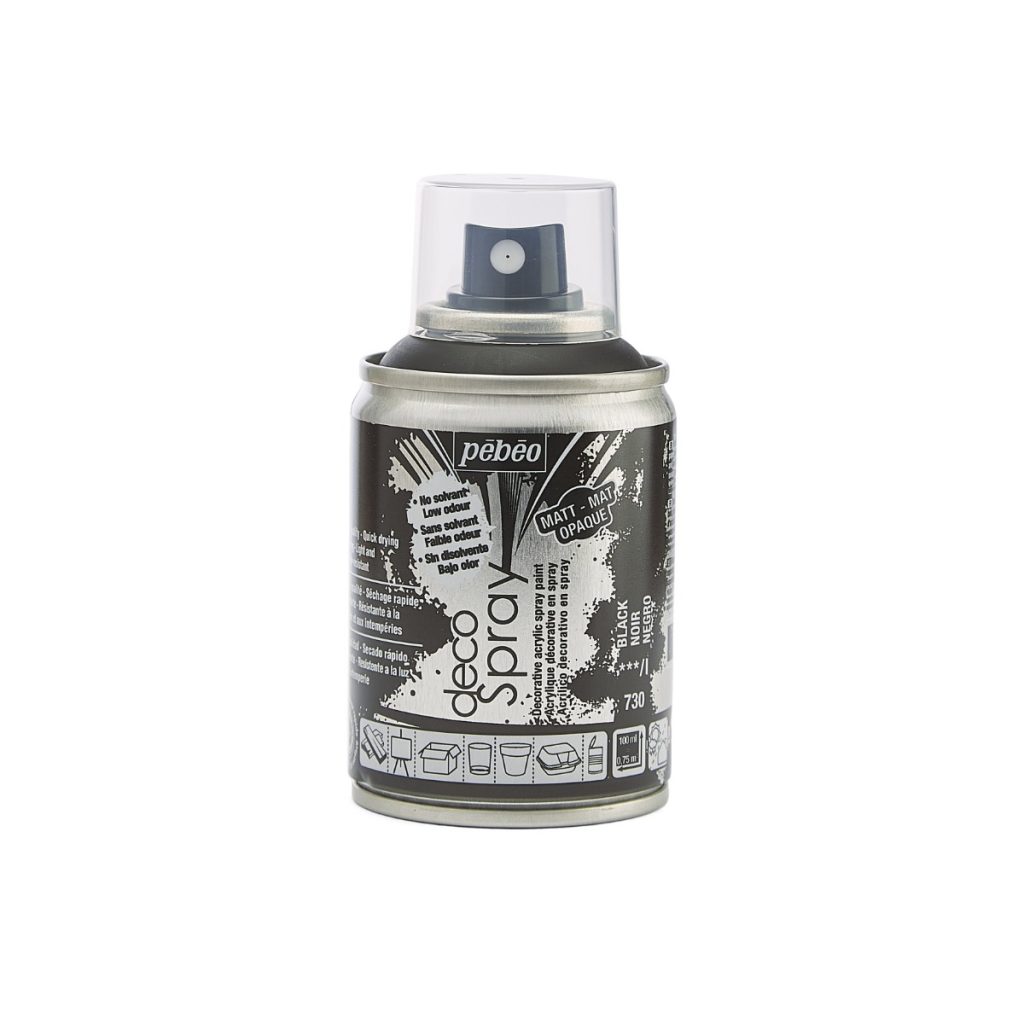 Pébéo Peinture Acrylique en Spray DECOSPRAY MAT 100 ML NOIR Vue de face