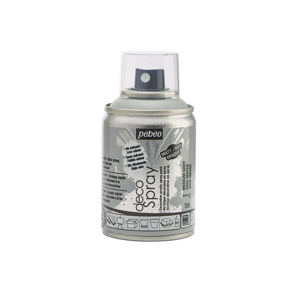 Pébéo Peinture Acrylique en Spray DECOSPRAY MAT 100 ML GRIS MOYEN Vue de face