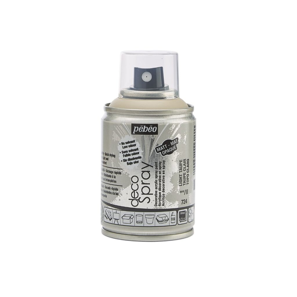 Pébéo Peinture Acrylique en Spray DECOSPRAY MAT 100 ML TAUPE CLAIR Vue de face