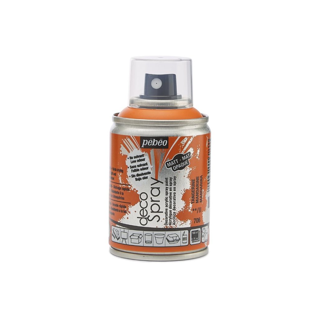 Pébéo Peinture Acrylique en Spray DECOSPRAY MAT 100 ML MANDARINE Vue de face