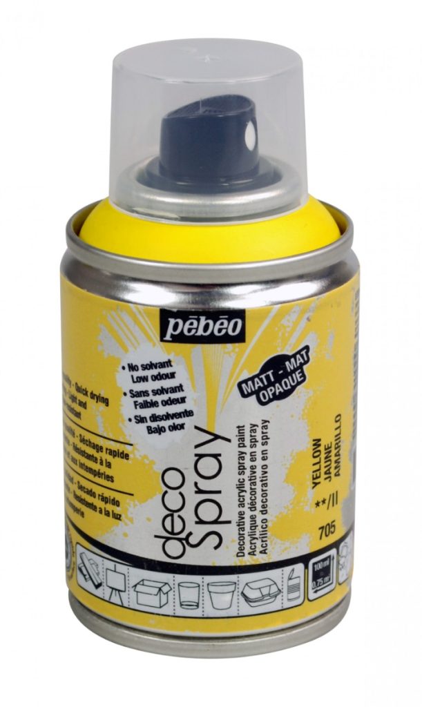 Pébéo Peinture Acrylique en Spray DECOSPRAY MAT 100 ML JAUNE Vue de face