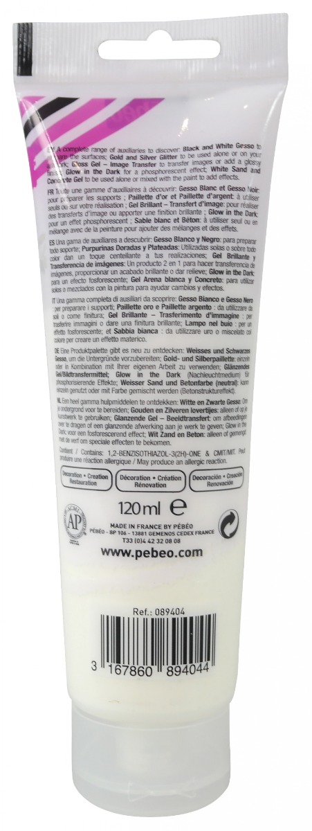 Pébéo DECOCRÈME AUXILIAIRE 120 ML GEL PHOSPHORESCENT Vue de dos