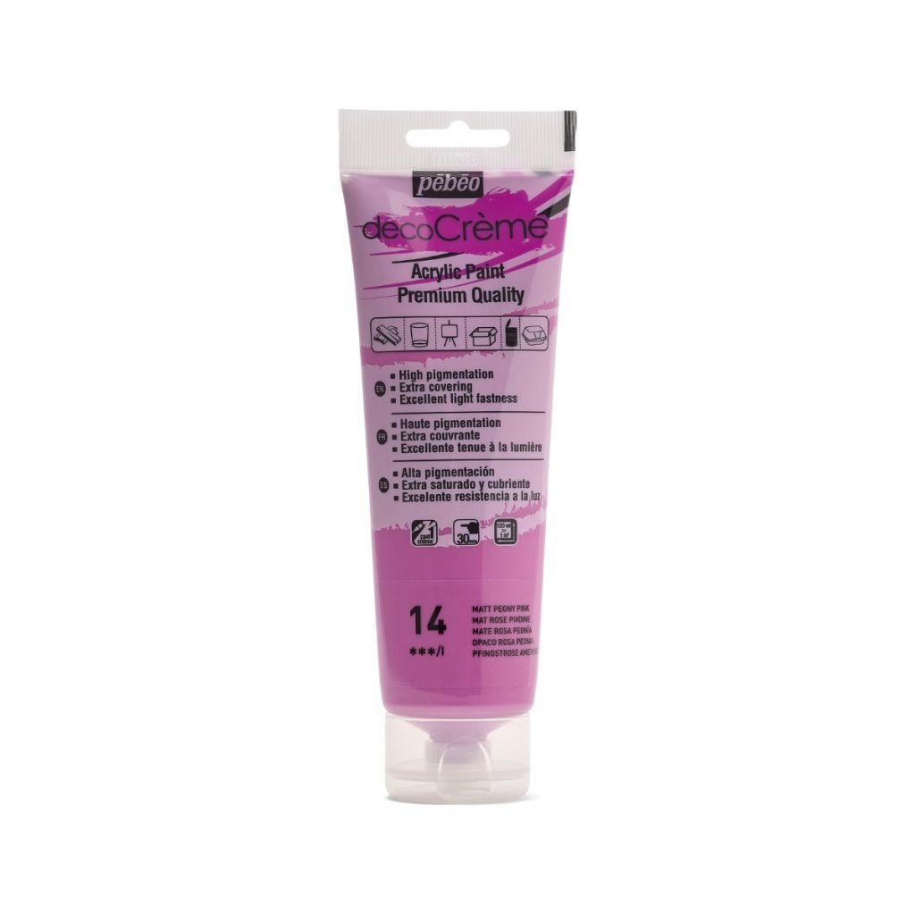 Pébéo Peinture Acrylique Décorative DECOCRÈME 120 ML ROSE PIVOINE Vue de face