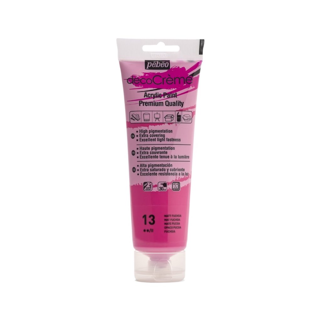 Pébéo Peinture Acrylique Décorative DECOCRÈME 120 ML FUCHSIA Vue de face
