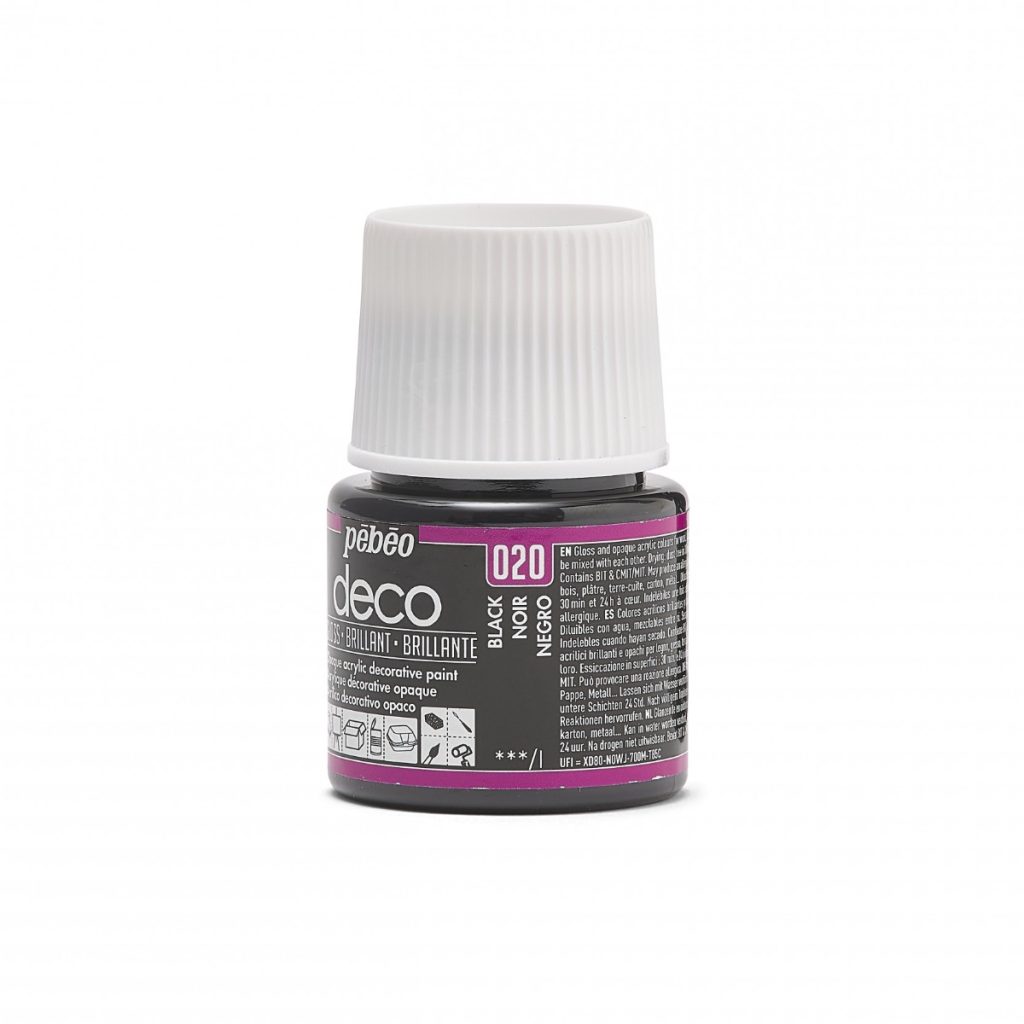 Pébéo Peinture Acrylique Décorative DECO BRILLANT 45 ML NOIR Vue de gauche