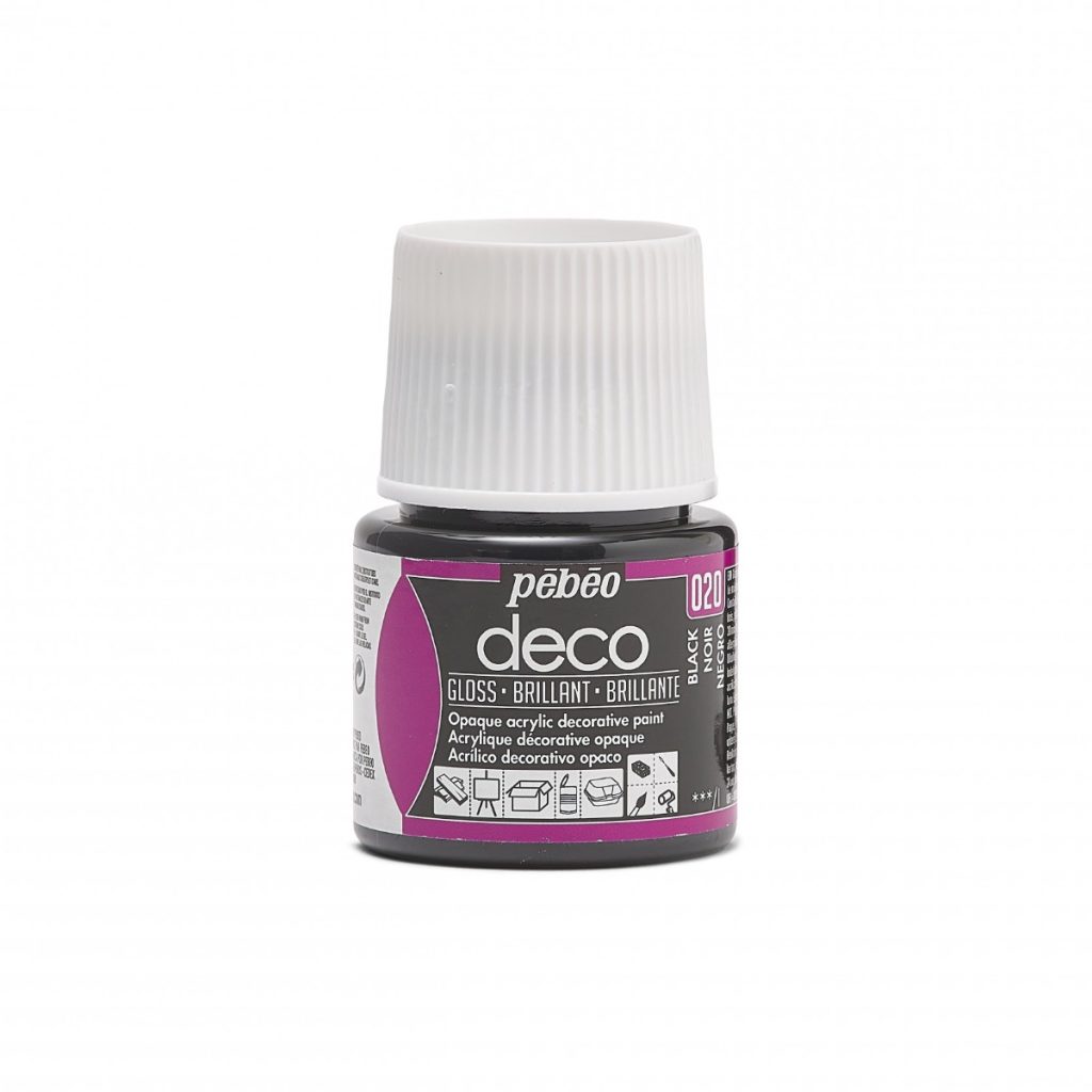 Pébéo Peinture Acrylique Décorative DECO BRILLANT 45 ML NOIR Vue de face