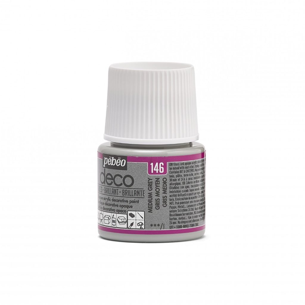 Pébéo Peinture Acrylique Décorative DECO BRILLANT 45 ML GRIS MOYEN Vue de gauche