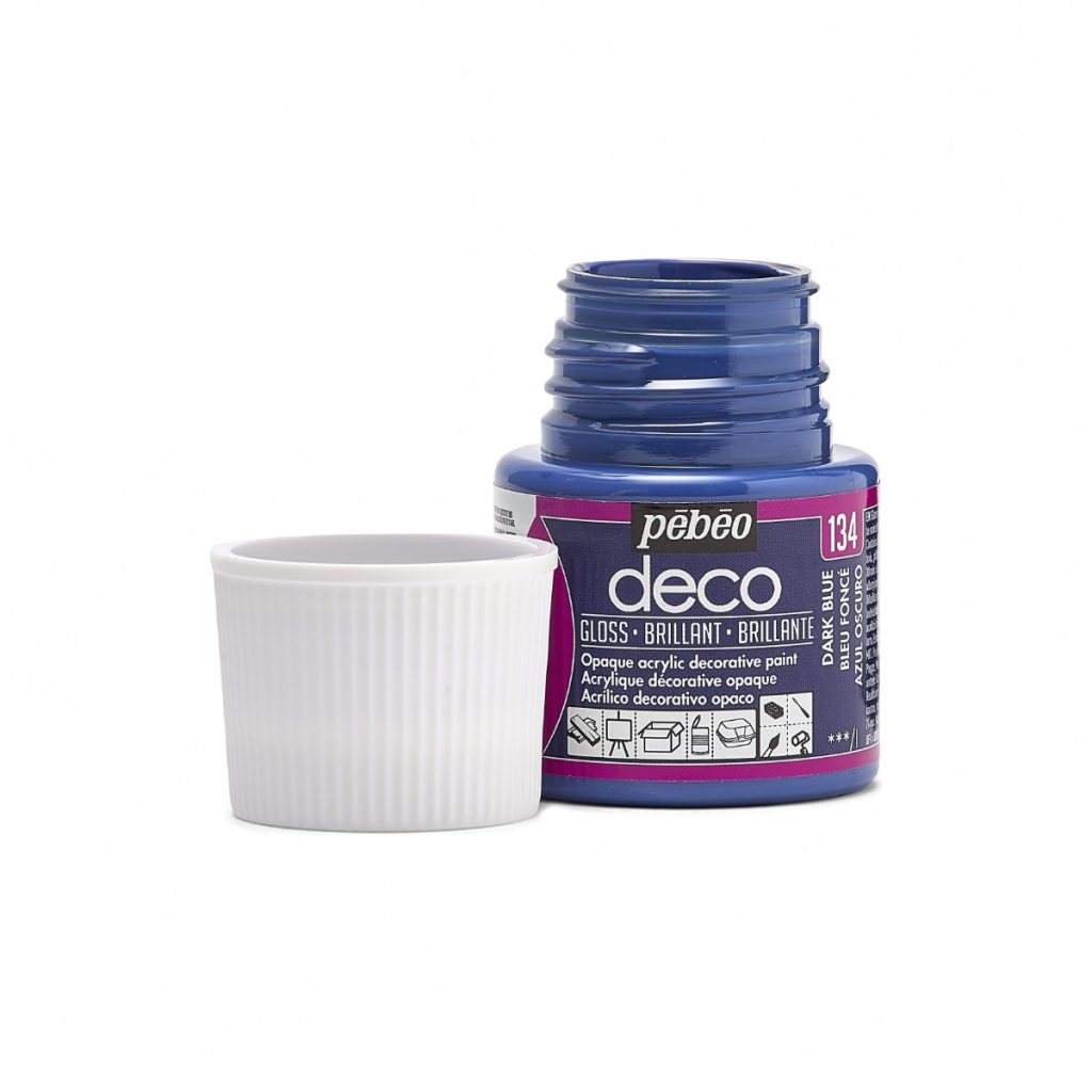 Pébéo Peinture Acrylique Décorative DECO BRILLANT 45 ML BLEU FONCE Bouchon ouvert