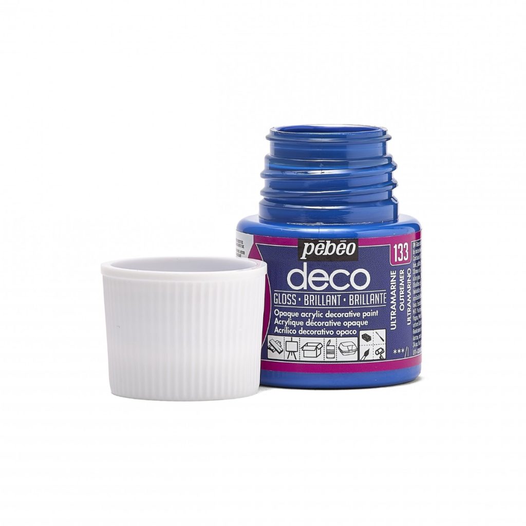 Pébéo Peinture Acrylique Décorative DECO BRILLANT 45 ML OUTREMER Bouchon ouvert