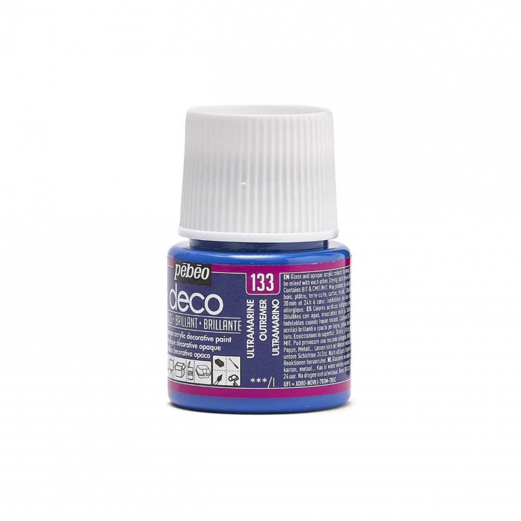 Pébéo Peinture Acrylique Décorative DECO BRILLANT 45 ML OUTREMER Vue de gauche