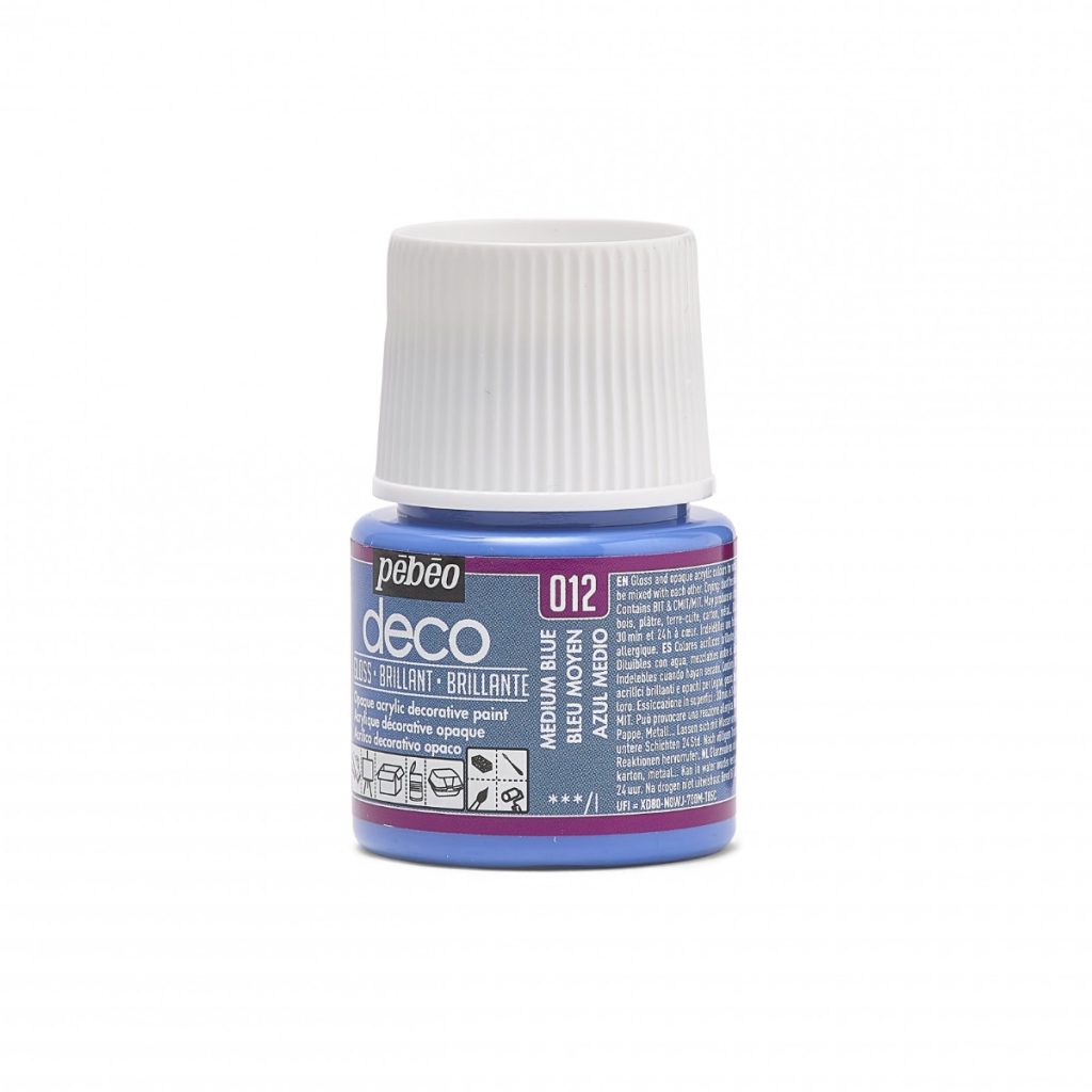 Pébéo Peinture Acrylique Décorative DECO BRILLANT 45 ML BLEU MOYEN Vue de gauche