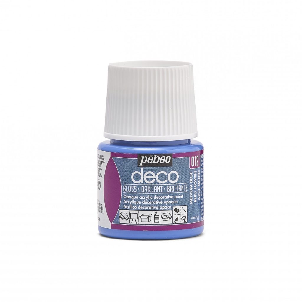 Pébéo Peinture Acrylique Décorative DECO BRILLANT 45 ML BLEU MOYEN Vue de face