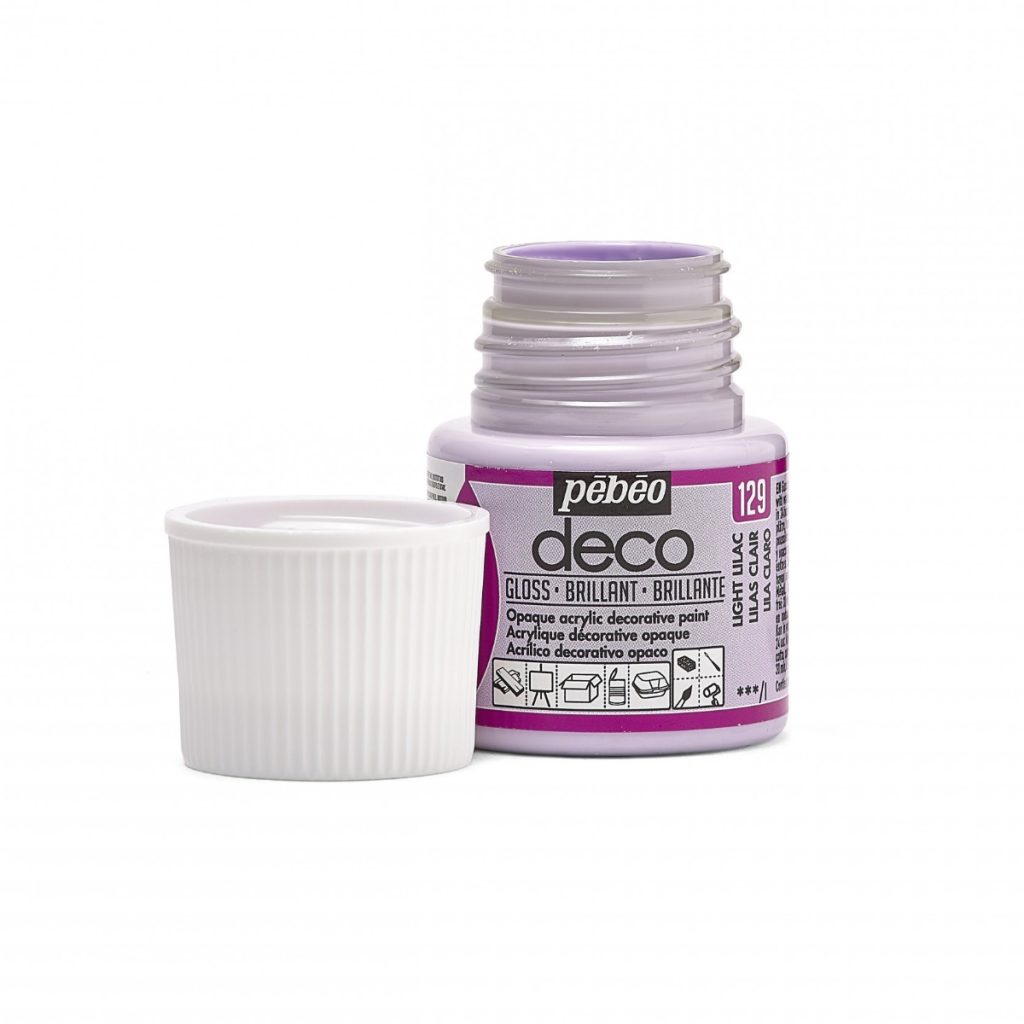 Pébéo Peinture Acrylique Décorative DECO BRILLANT 45 ML LILAS CLAIR Bouchon ouvert