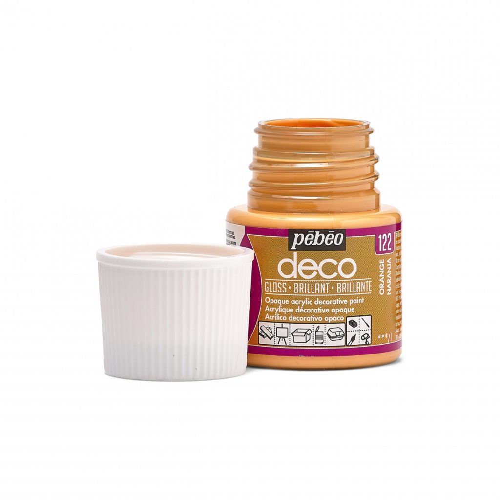 Pébéo Peinture Acrylique Décorative DECO BRILLANT 45 ML ORANGE Bouchon ouvert