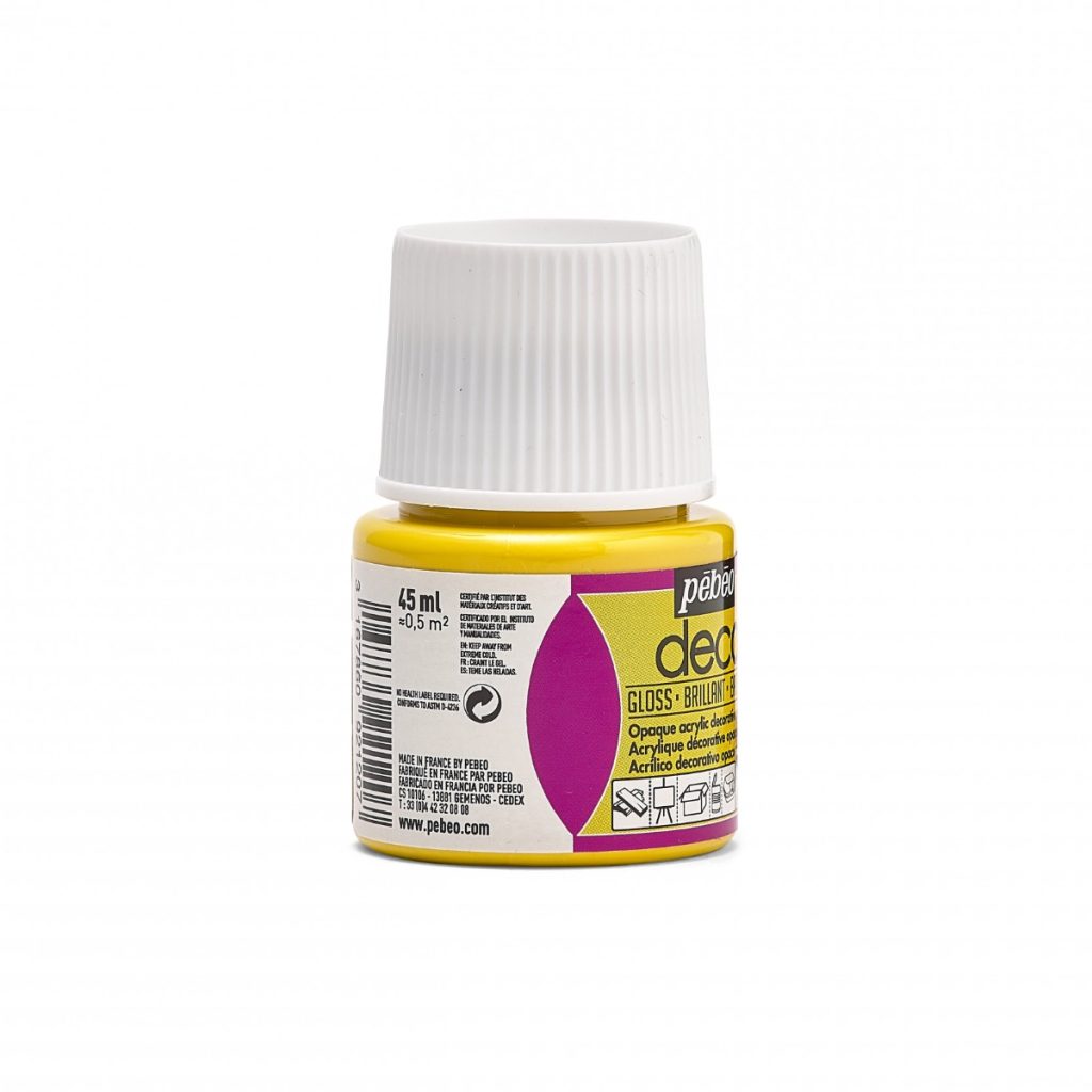 Pébéo Peinture Acrylique Décorative DECO BRILLANT 45 ML JAUNE Vue de droite