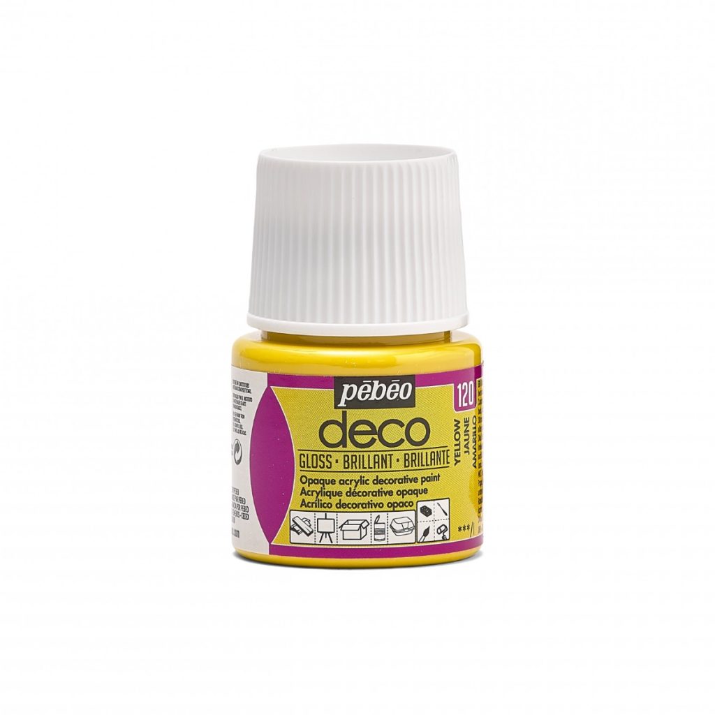 Pébéo Peinture Acrylique Décorative DECO BRILLANT 45 ML JAUNE Vue de face