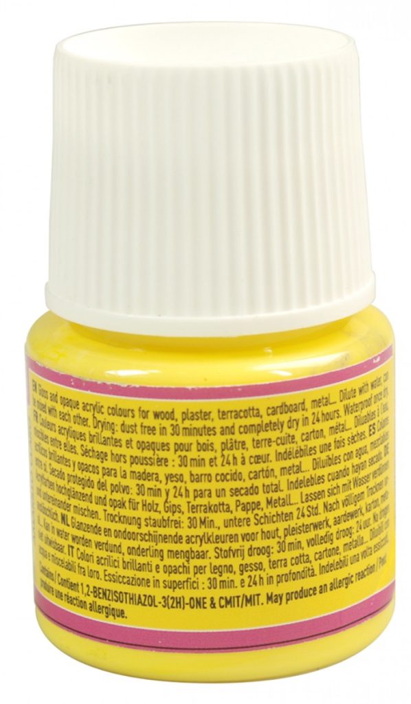 Pébéo Peinture Acrylique Décorative DECO BRILLANT 45 ML JAUNE CLAIR Vue de dos