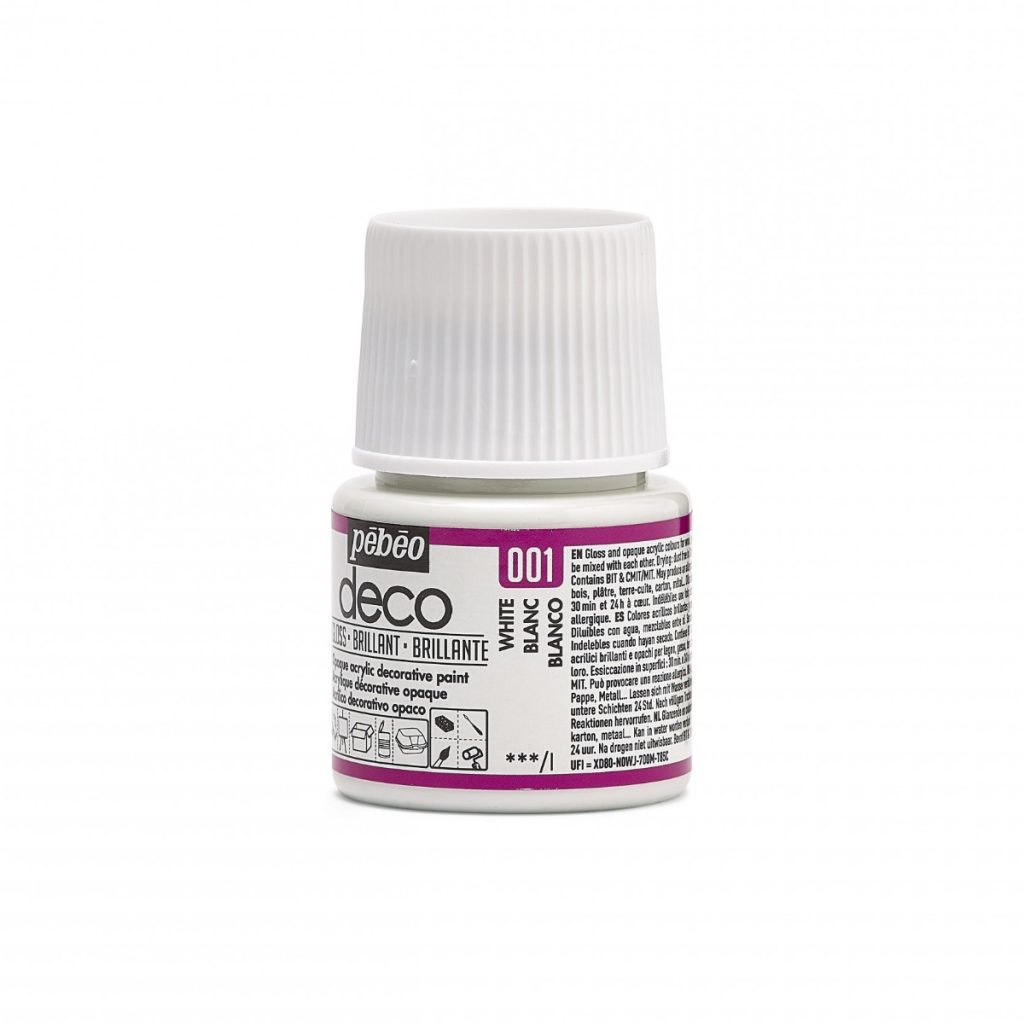 Pébéo Peinture Acrylique Décorative DECO BRILLANT 45 ML BLANC Vue de gauche