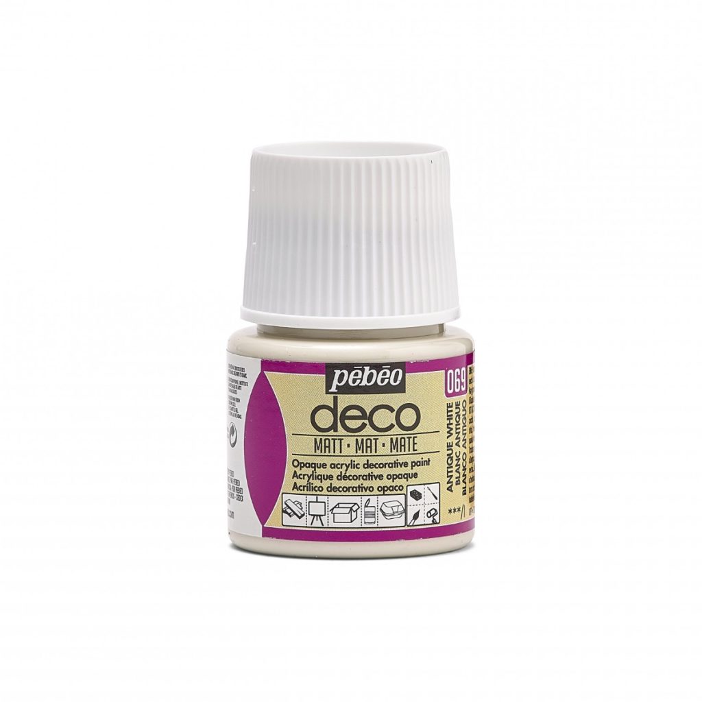 Pébéo Peinture Acrylique Décorative DECO MAT 45 ML BLANC ANTIQUE Vue de face