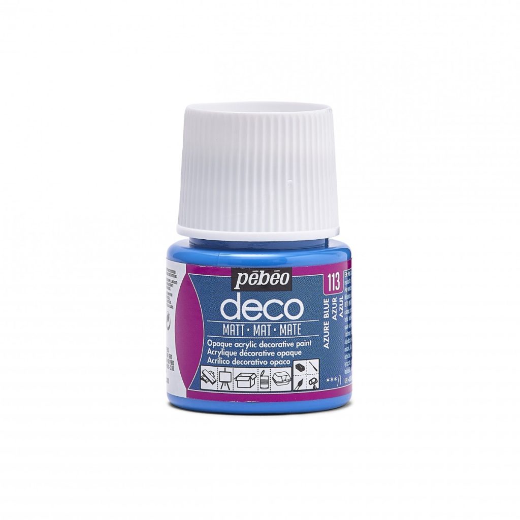 Pébéo Peinture Acrylique Décorative DECO MAT 45 ML AZUR Vue de face