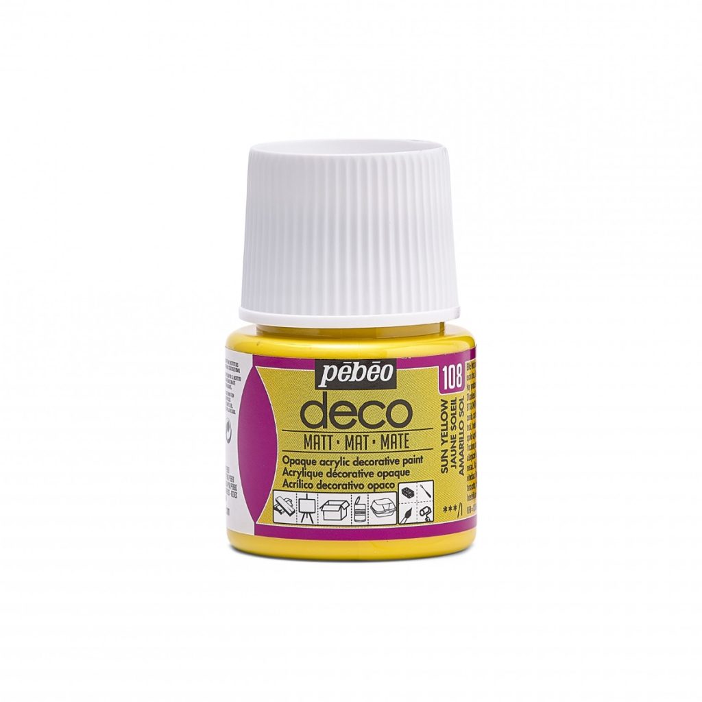 Pébéo Peinture Acrylique Décorative DECO MAT 45 ML JAUNE SOLEIL Vue de face