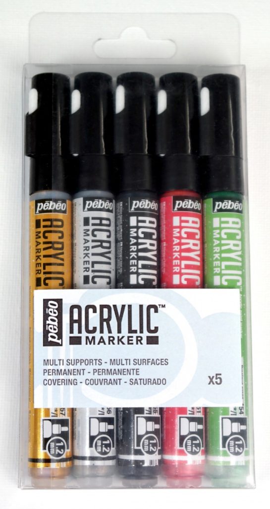 Pébéo Marqueur à l'Huile SET DE 5 ACRYLIC MARKER ASSORTIMENT PRECIEUX POINTE RONDE 1,2 MM Vue de face