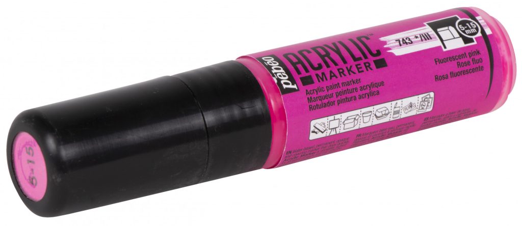 Pébéo Marqueur à l'Huile ACRYLIC MARKER POINTE 3EN1 5 15 MM ROSE FLUO Vue allongée