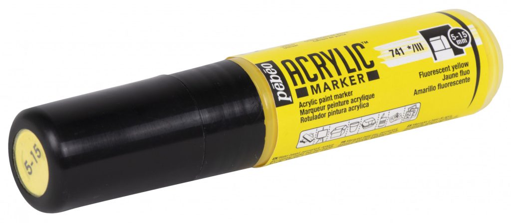 Pébéo Marqueur à l'Huile ACRYLIC MARKER POINTE 3EN1 5 15 MM JAUNE FLUO Vue allongée