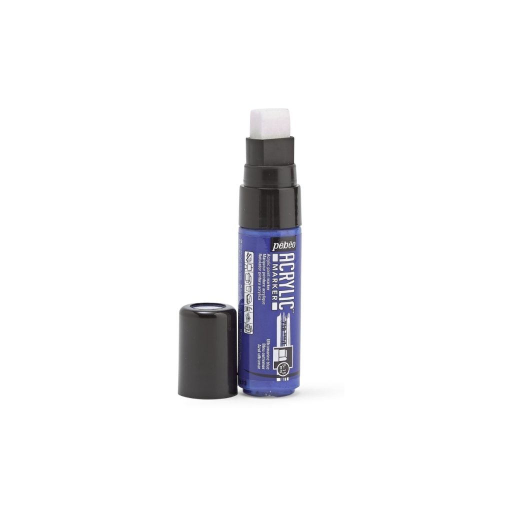 Pébéo Marqueur à l'Huile ACRYLIC MARKER POINTE 3EN1 5 15 MM BLEU OUTREMER Bouchon ouvert