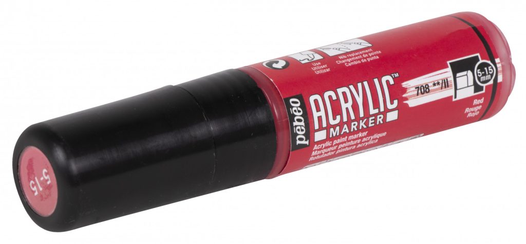 Pébéo Marqueur à l'Huile ACRYLIC MARKER POINTE 3EN1 5 15 MM ROUGE Vue allongée
