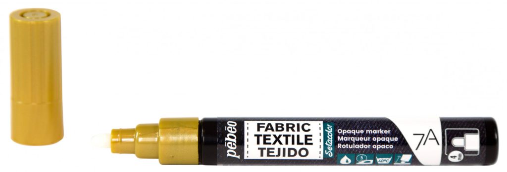 Pébéo 7A MARQUEUR OPAQUE POINTE RONDE 4 MM OR Bouchon ouvert