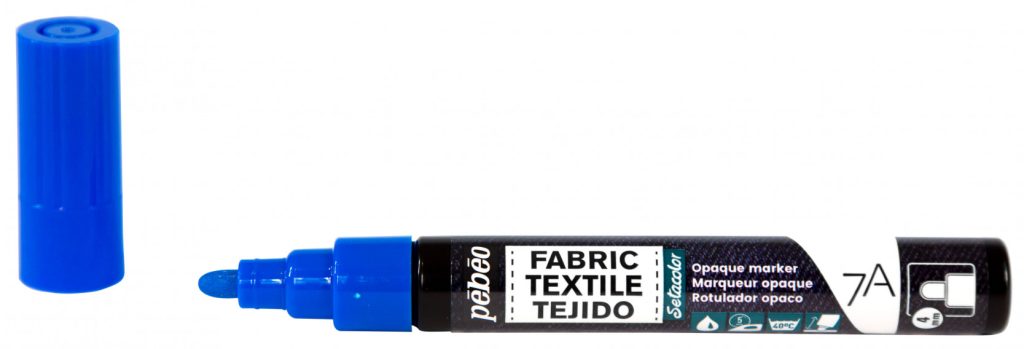 Pébéo 7A MARQUEUR OPAQUE POINTE RONDE 4 MM BLEU Bouchon ouvert